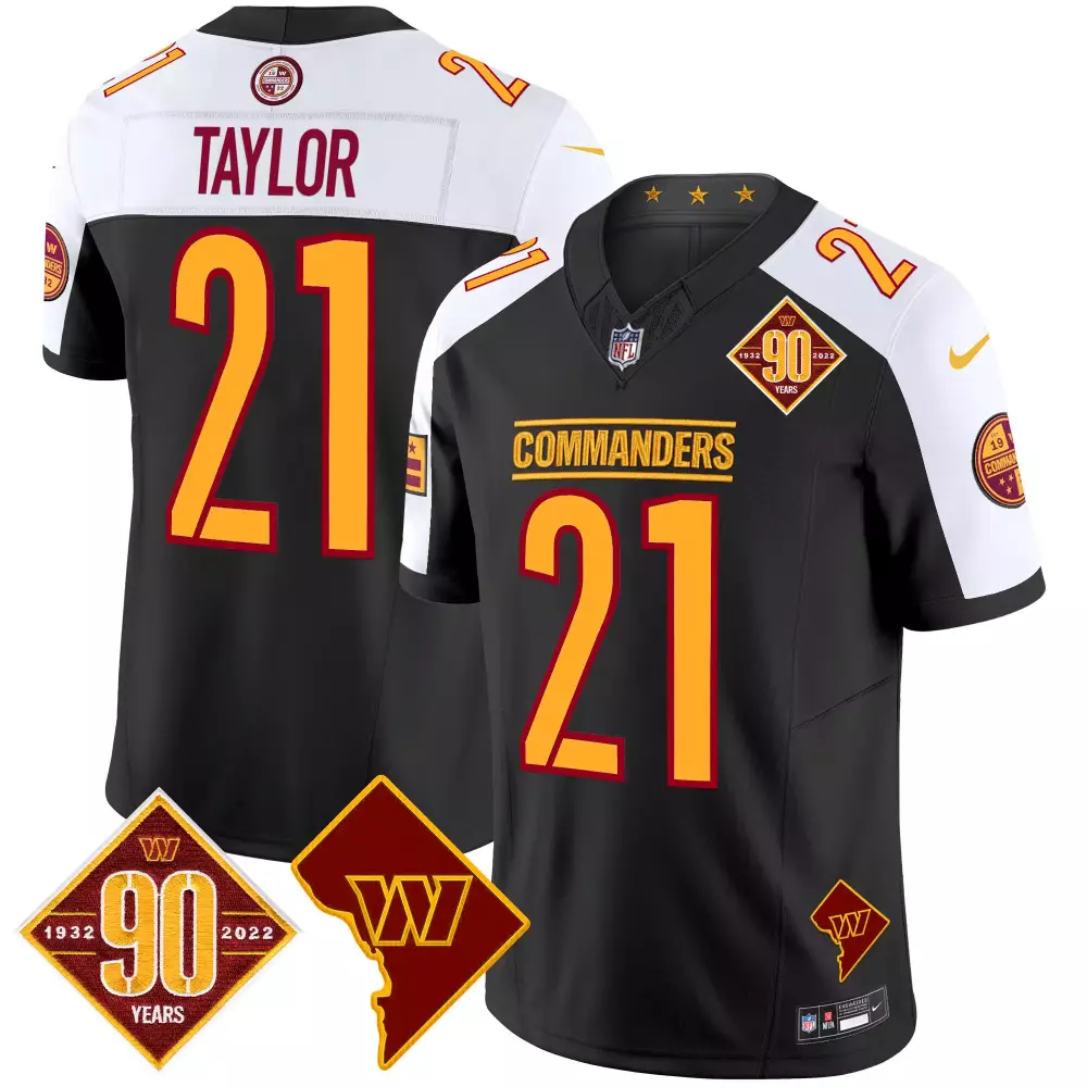 sean taylor black alternate mens washington commanders 90th anniversary home patch vapor limited jersey all stitched
