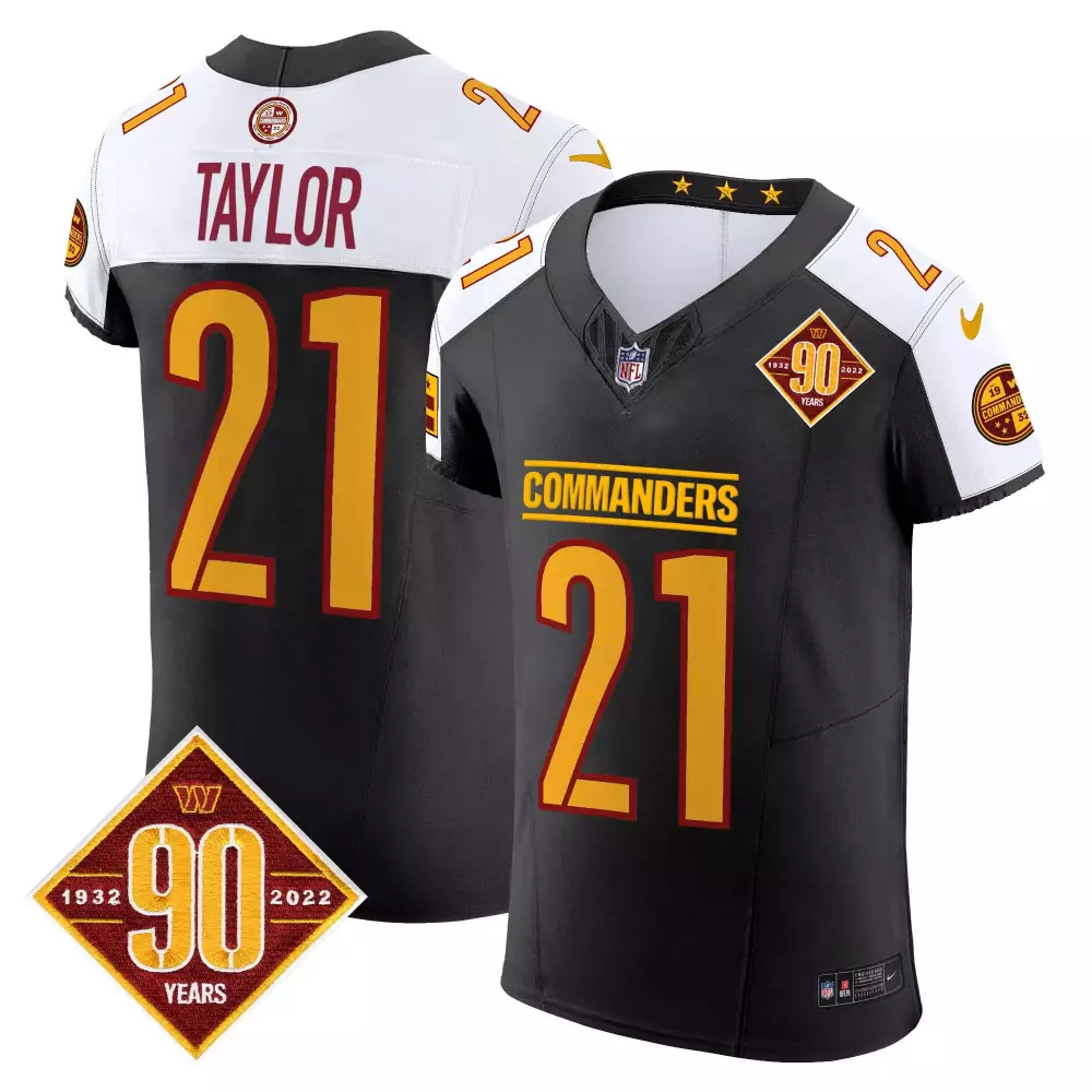 sean taylor black alternate mens washington commanders 90th anniversary home patch vapor limited jersey all stitched
