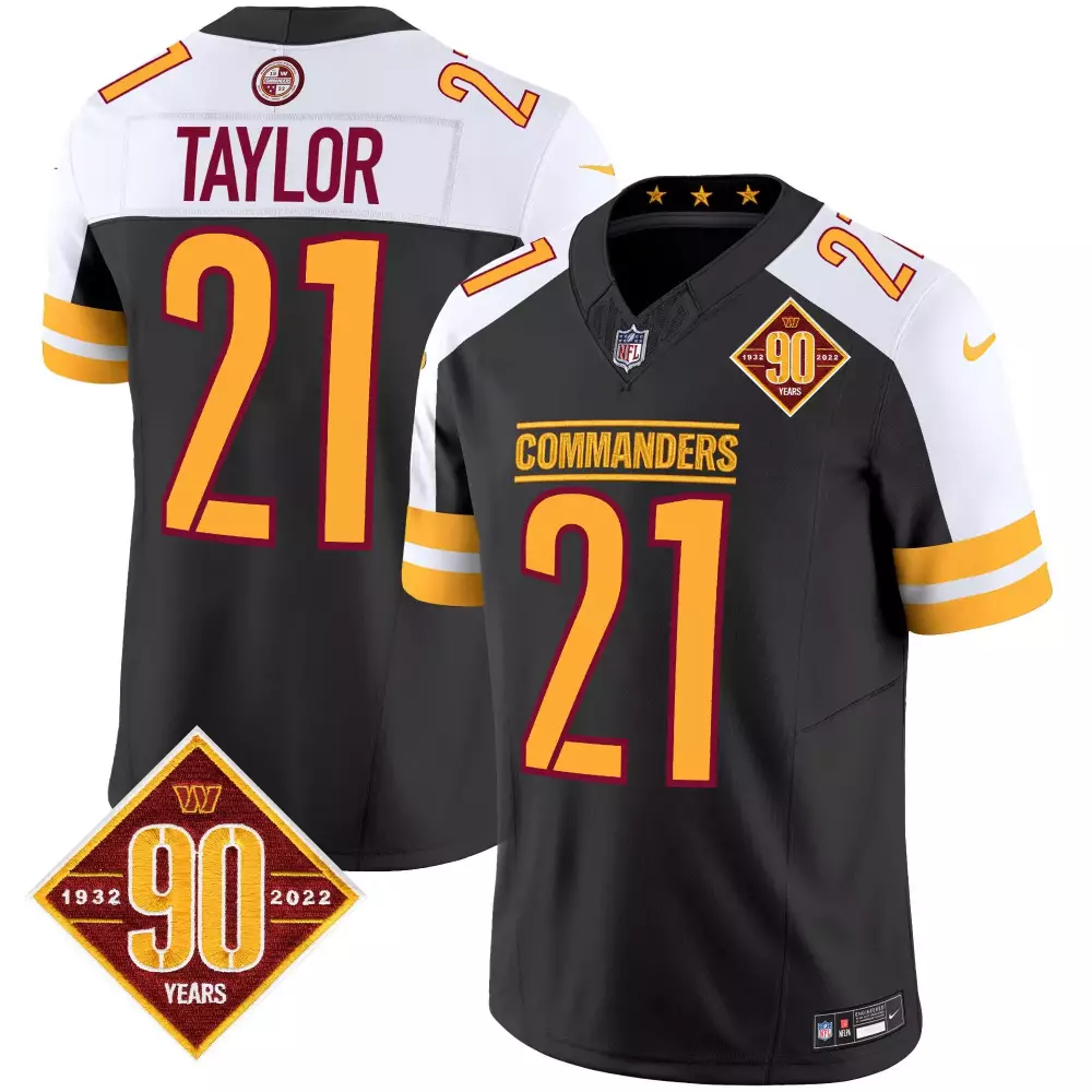 sean taylor black alternate mens washington commanders 90th anniversary home patch vapor limited jersey all stitched