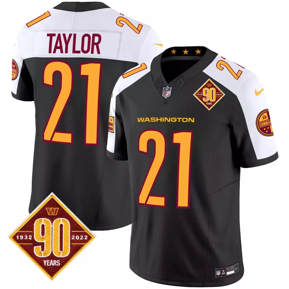 sean taylor black alternate mens washington commanders 90th anniversary patch vapor jersey v3 all stitched