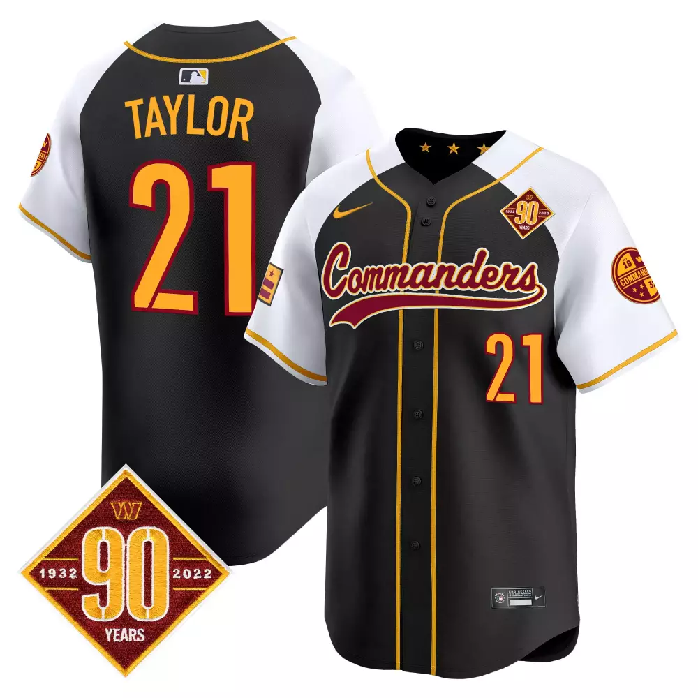 sean taylor black alternate mens washington commanders 90th anniversary patch vapor jersey v3 all stitched