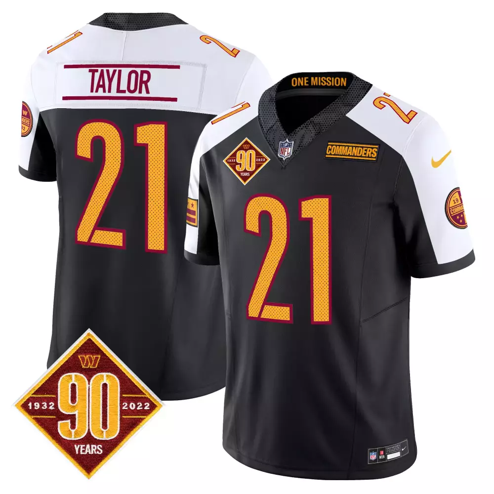sean taylor black alternate mens washington commanders 90th anniversary patch vapor jersey v3 all stitched