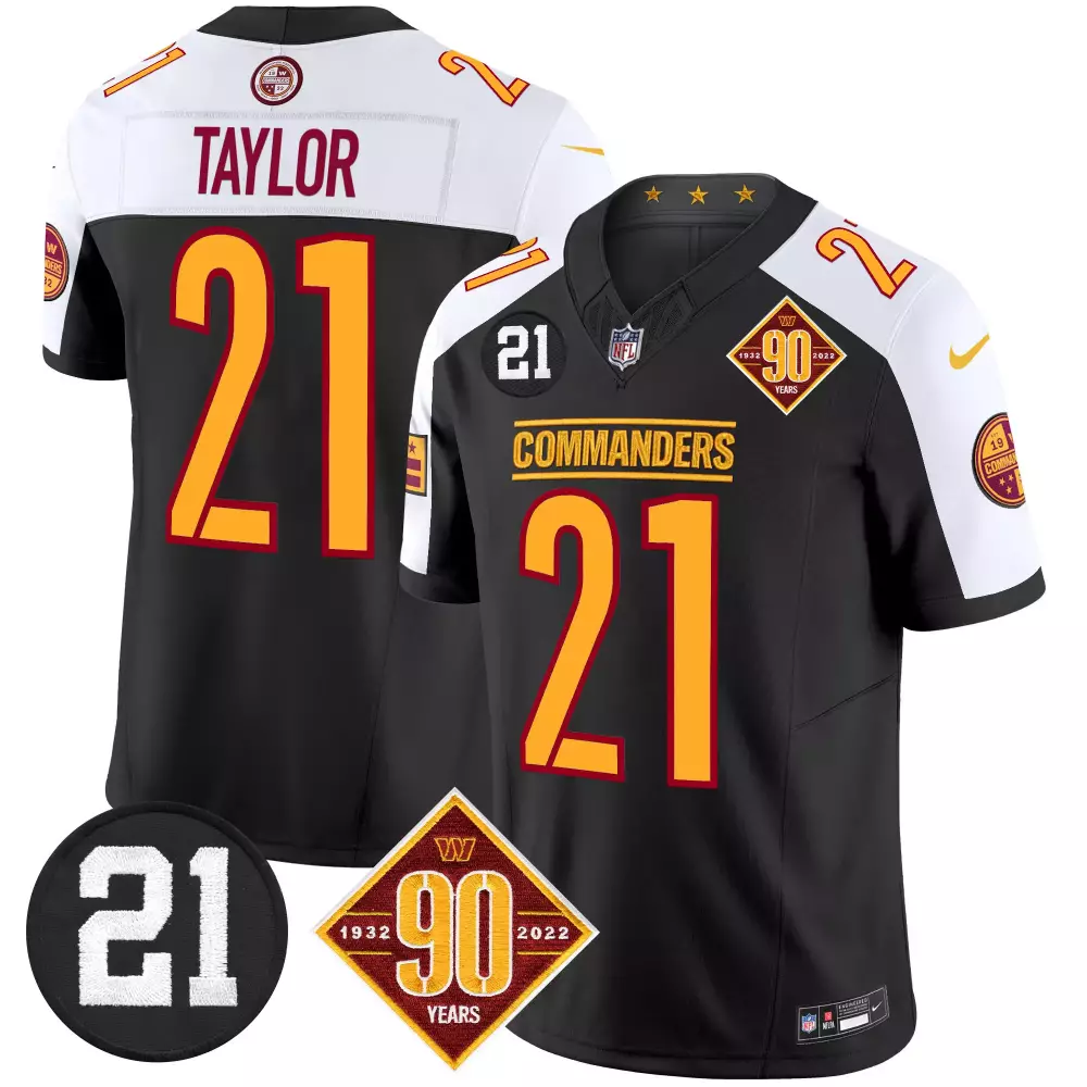 sean taylor black alternate mens washington commanders 90th anniversary patch vapor jersey v3 all stitched