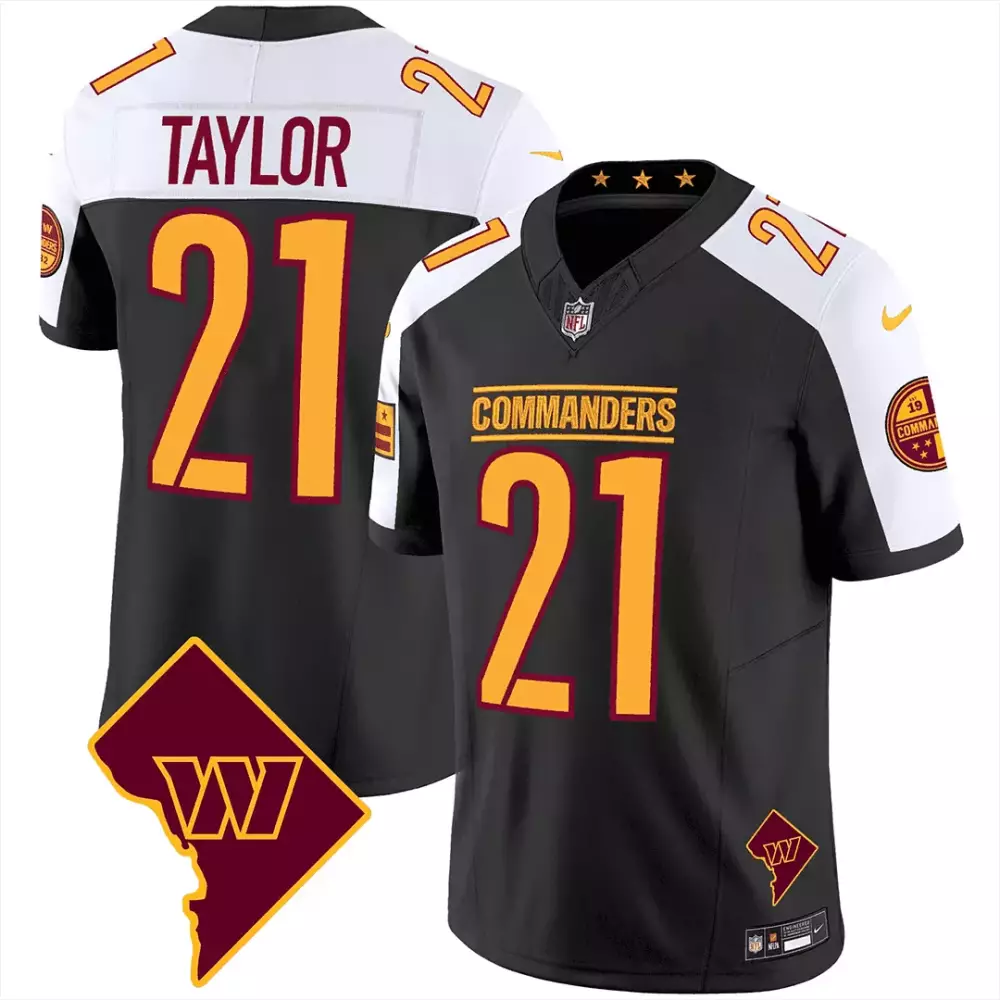 sean taylor black alternate mens washington commanders washington dc map patch jersey all stitched