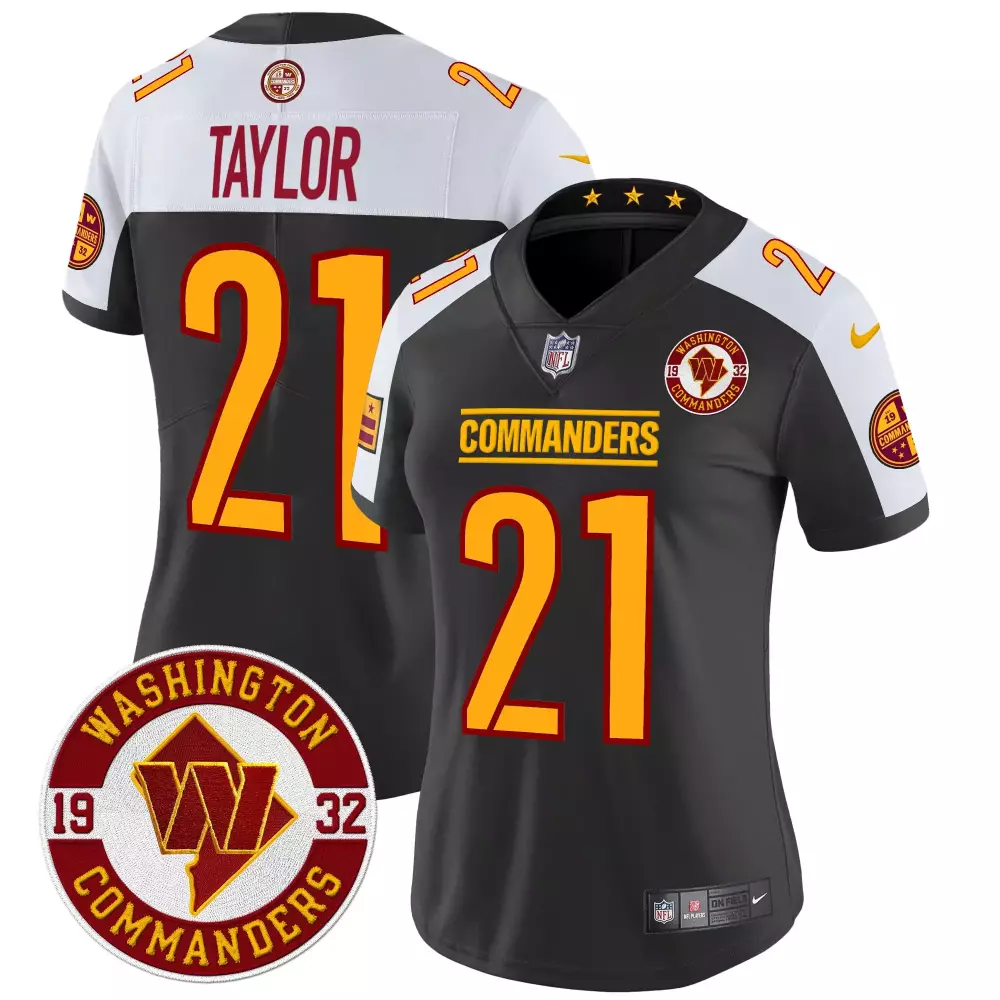 sean taylor black alternate mens washington commanders washington dc map patch jersey all stitched