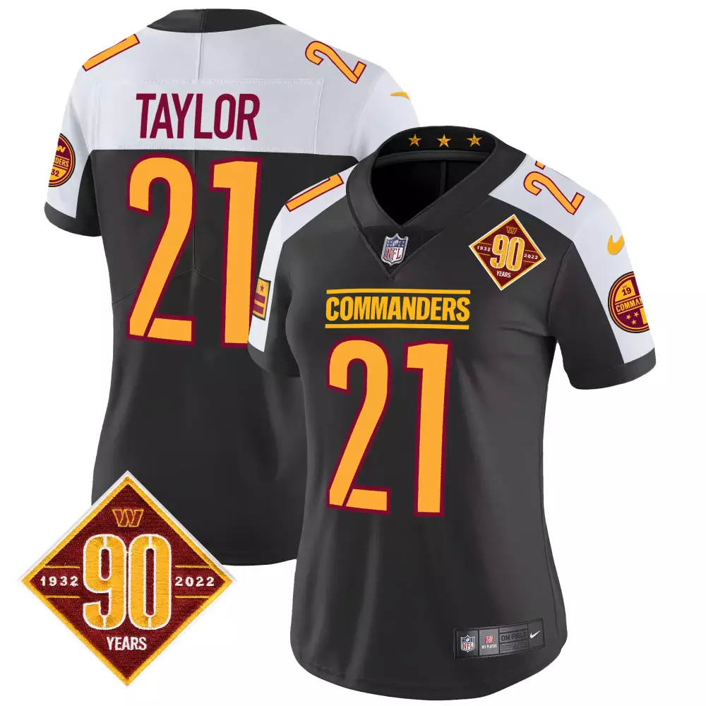 sean taylor black alternate mens washington commanders washington dc map patch jersey all stitched