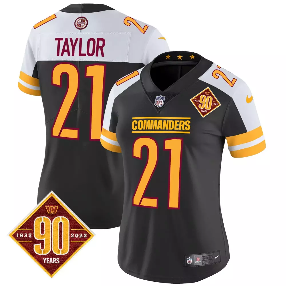 sean taylor black alternate mens washington commanders washington dc map patch jersey all stitched