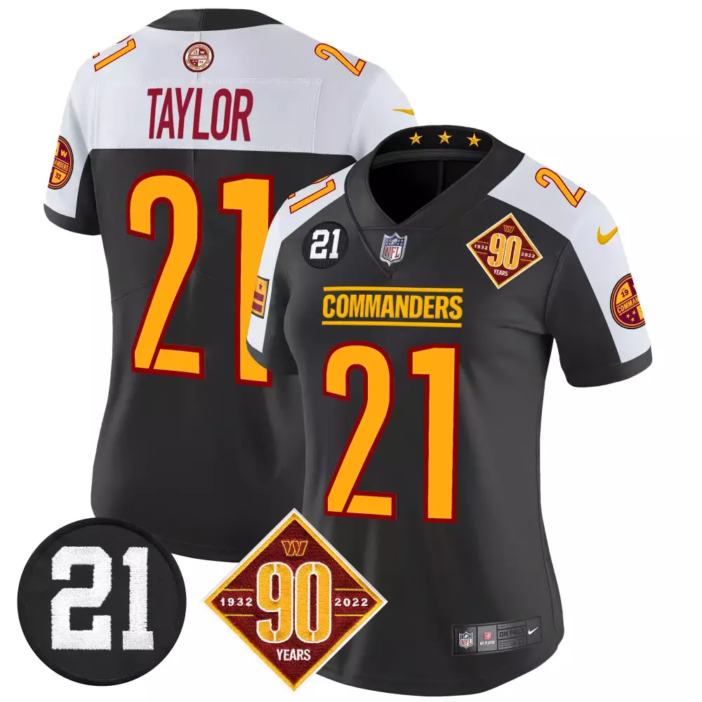 sean taylor black alternate womens washington commanders 90th sean taylor patch vapor limited jersey all stitched