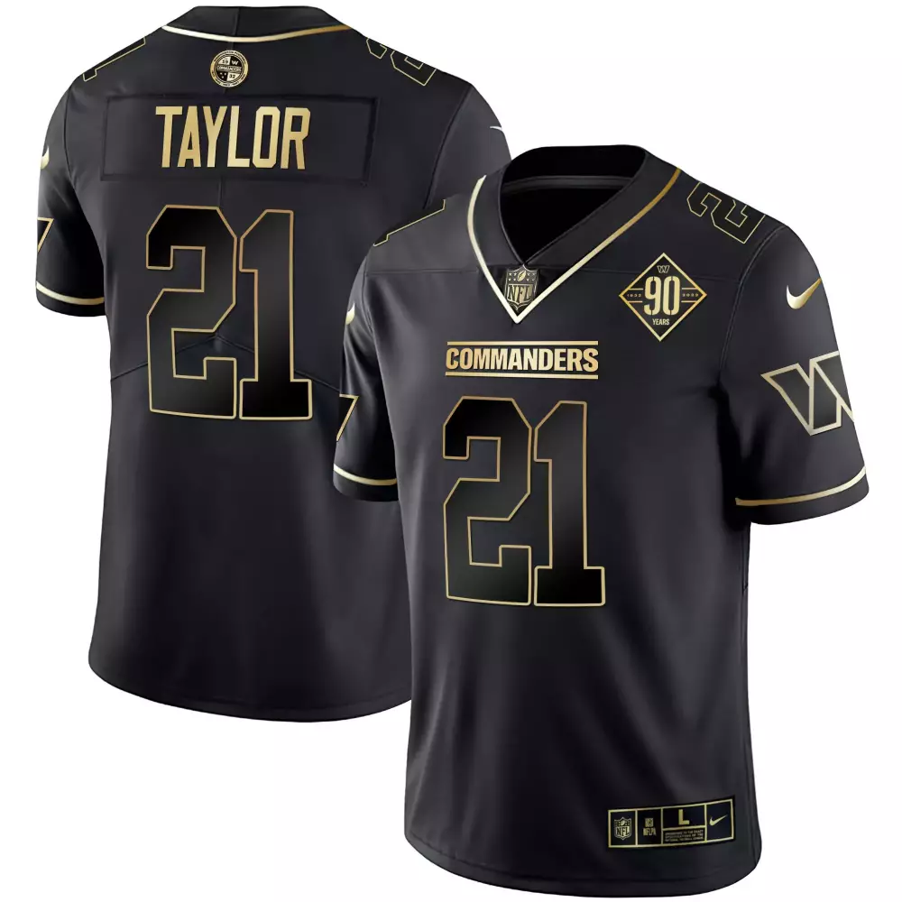sean taylor black gold womens washington commanders 90th sean taylor patch gold vapor limited jersey all stitched