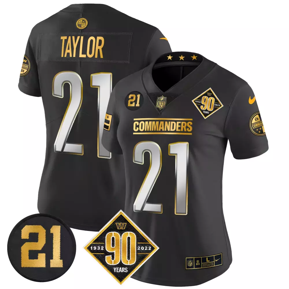 sean taylor black limited womens washington commanders 90th sean taylor patch gold vapor limited jersey all stitched