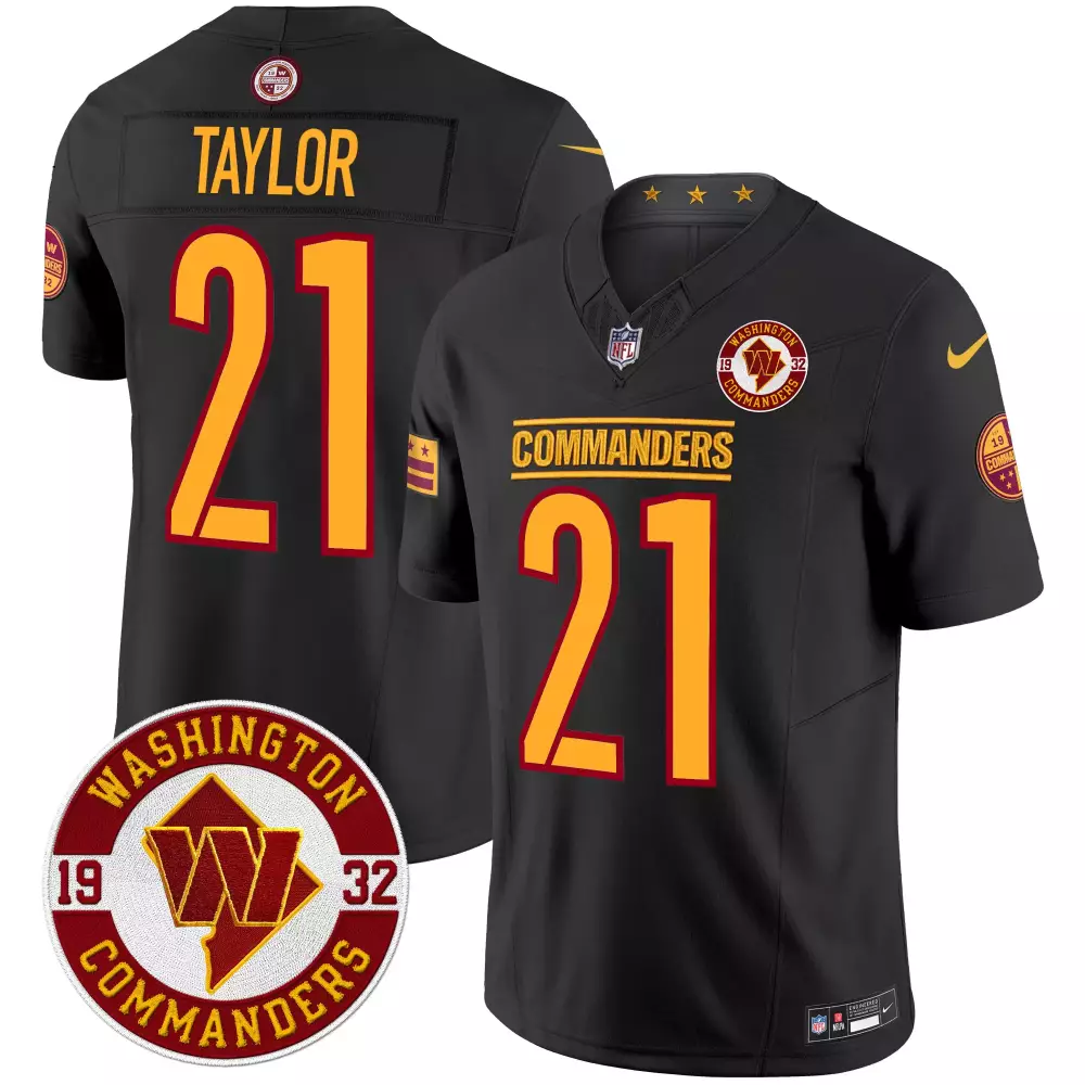 sean taylor black limited womens washington commanders 90th sean taylor patch gold vapor limited jersey all stitched
