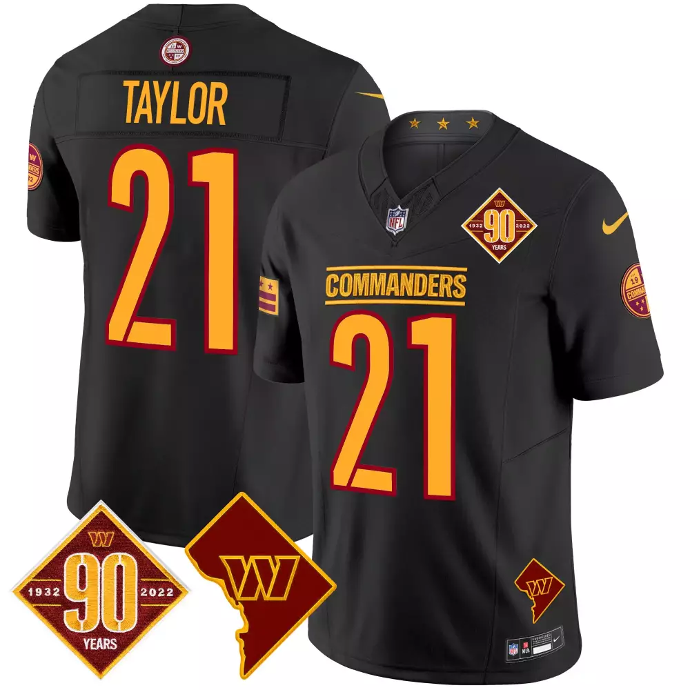 sean taylor black limited womens washington commanders 90th sean taylor patch gold vapor limited jersey all stitched