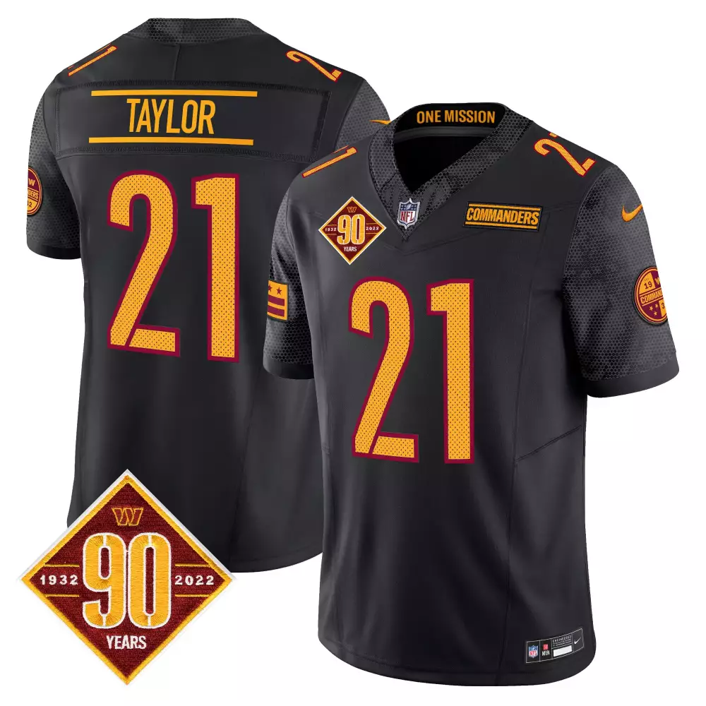 sean taylor black mens washington commanders 90th anniversary vapor limited jersey v4 all stitched