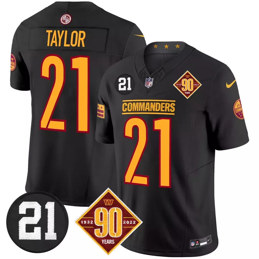 sean taylor black mens washington commanders 90th anniversary vapor limited jersey v4 all stitched