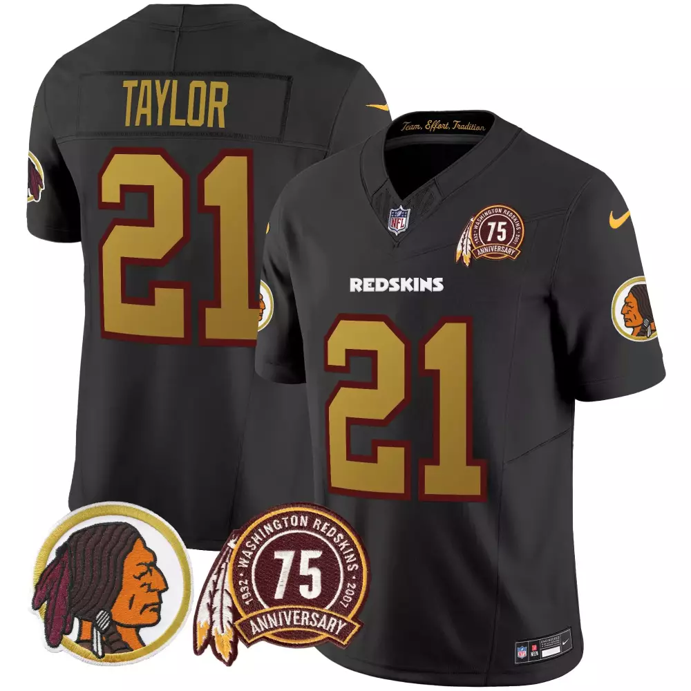 sean taylor black mens washington redskins throwback 75th patch vapor limited jersey all stitched