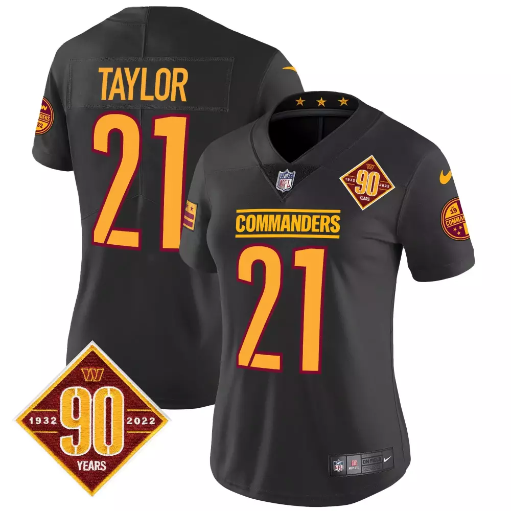 sean taylor black mens washington commanders 90th anniversary vapor limited jersey v4 all stitched