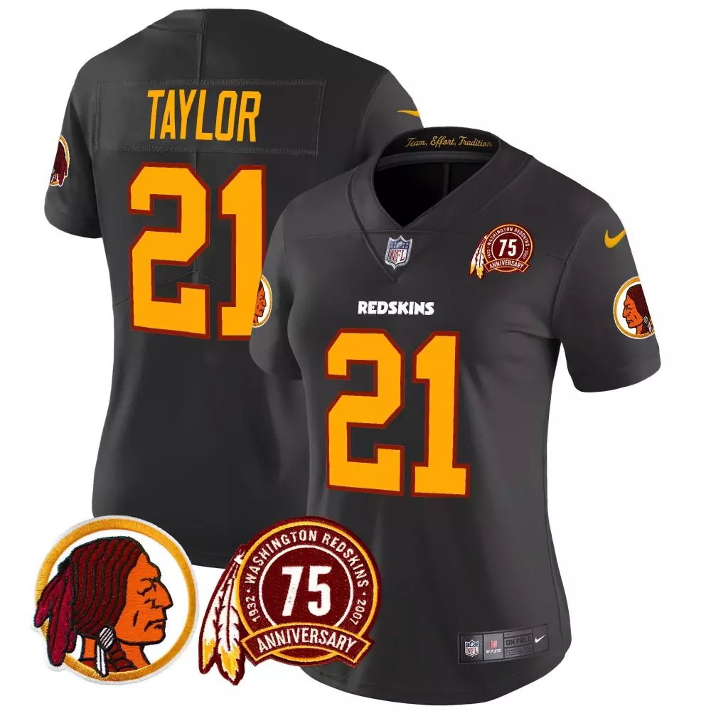 sean taylor black womens washington redskins 75th patch throwback vapor limited jersey all stitched