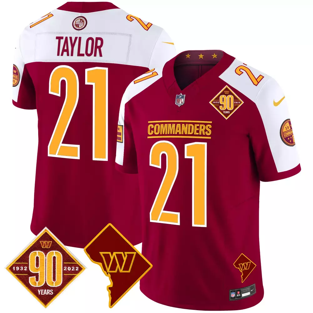 sean taylor black womens washington commanders 90th anniversary patch vapor jersey v2 all stitched