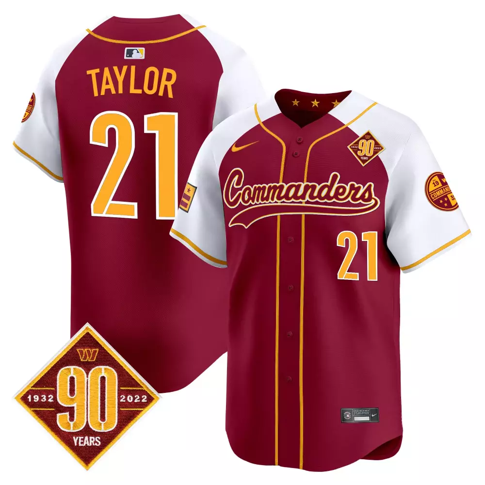 sean taylor burgundy alternate mens washington commanders 90th anniversary patch vapor limited jersey all stitched