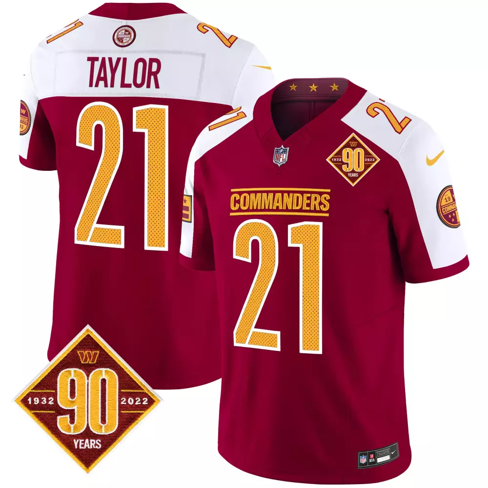 sean taylor burgundy alternate mens washington commanders 90th anniversary patch vapor limited jersey all stitched