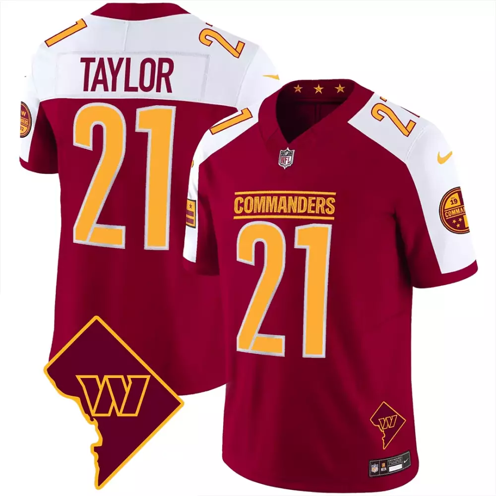 sean taylor burgundy alternate mens washington commanders 90th anniversary patch vapor limited jersey all stitched