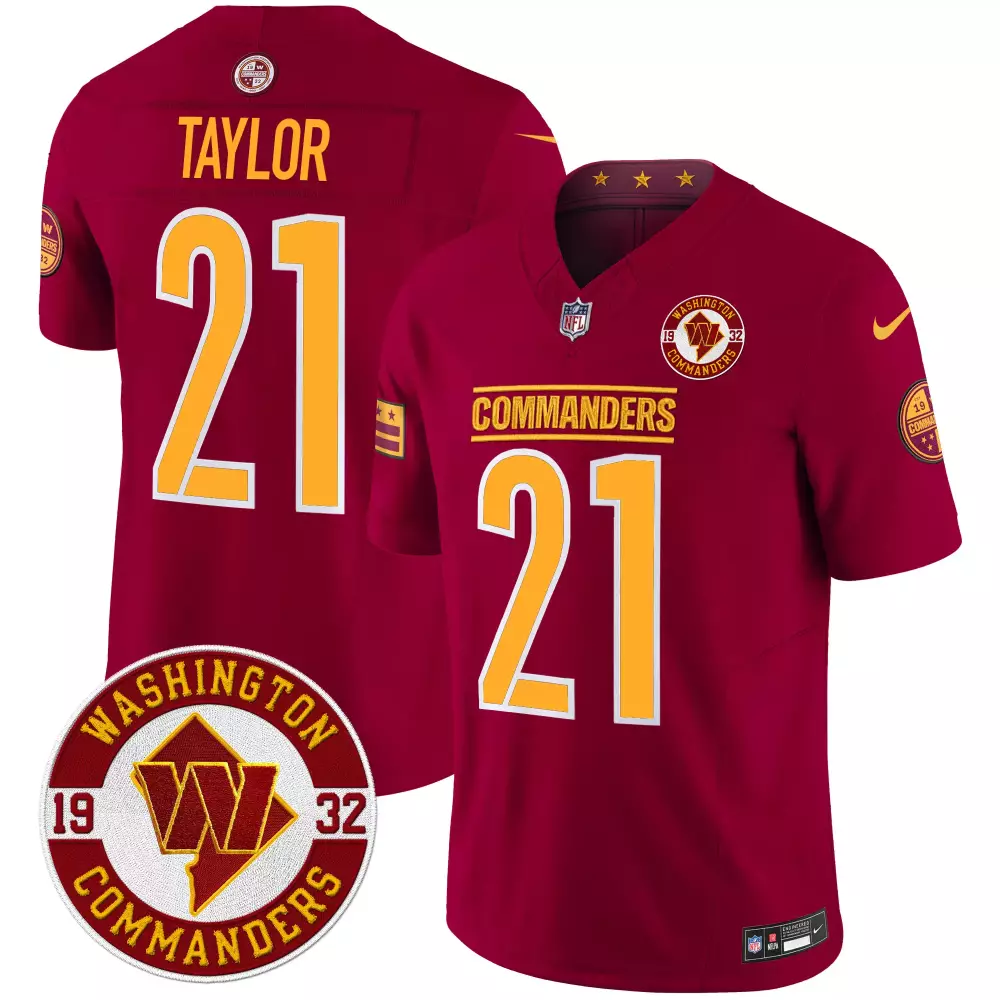 sean taylor burgundy mens washington commanders 2024 vapor limited jersey est 1932 patch all stitched