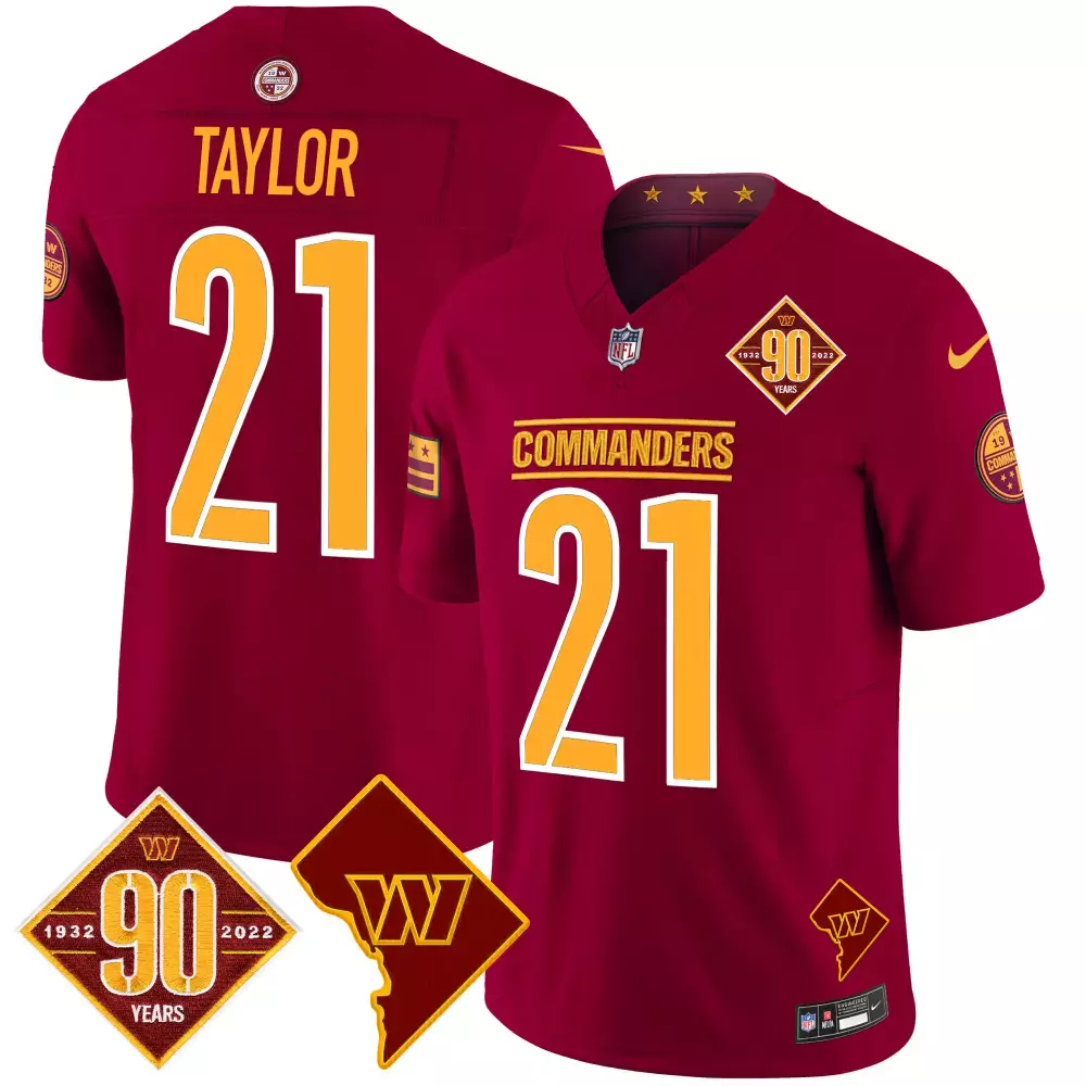 sean taylor burgundy mens washington commanders 2024 vapor limited jersey est 1932 patch all stitched