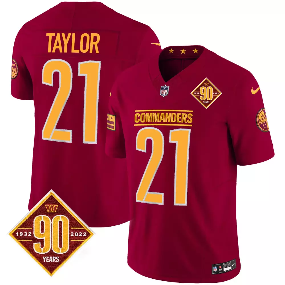 sean taylor burgundy mens washington commanders 2024 vapor limited jersey est 1932 patch all stitched
