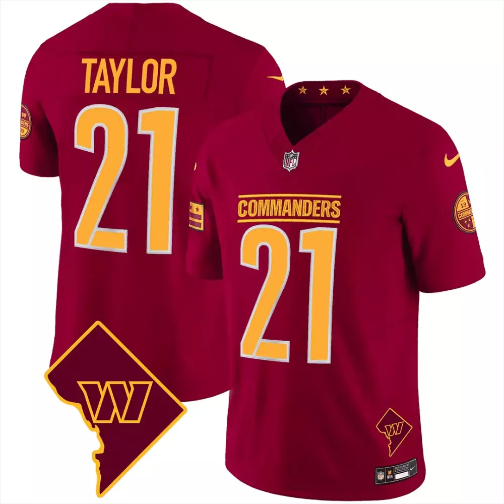 sean taylor burgundy mens washington commanders 90th sean taylor patch vapor limited jersey all stitched