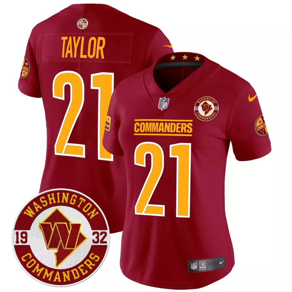 sean taylor burgundy mens washington commanders 90th sean taylor patch vapor limited jersey all stitched