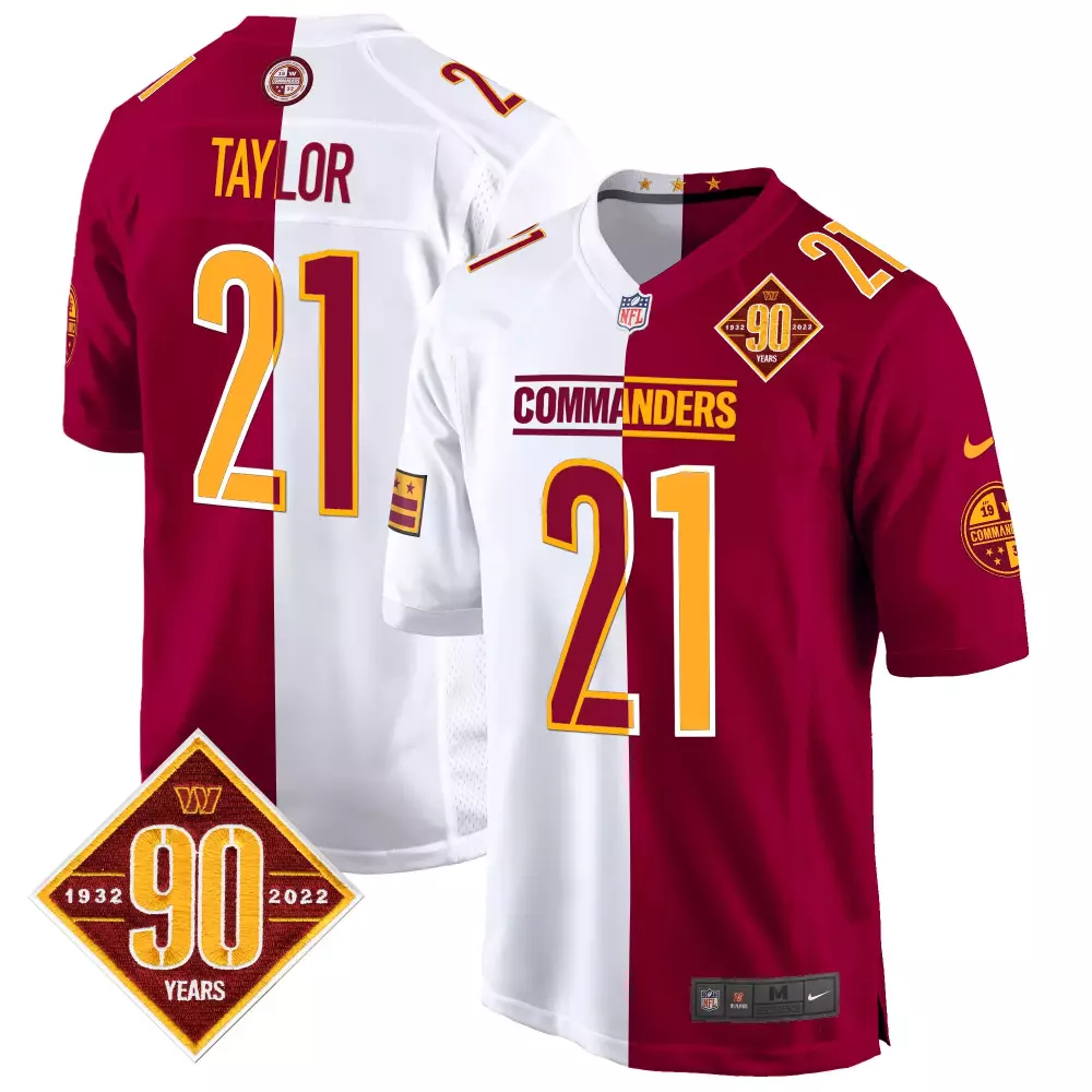 sean taylor half mens washington commanders 90th anniversary patch game jersey all stitched