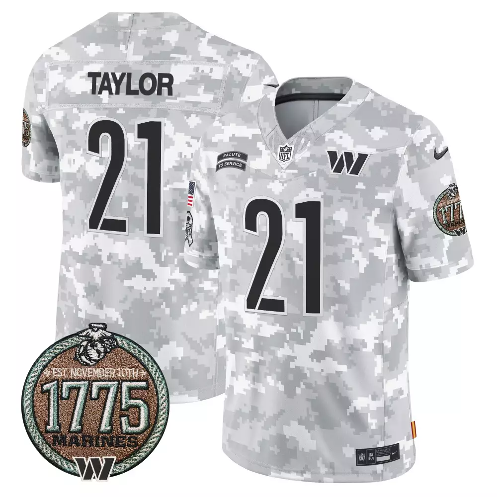 sean taylor marines mens washington commanders 2024 salute to service establishment year patch vapor limited jersey all