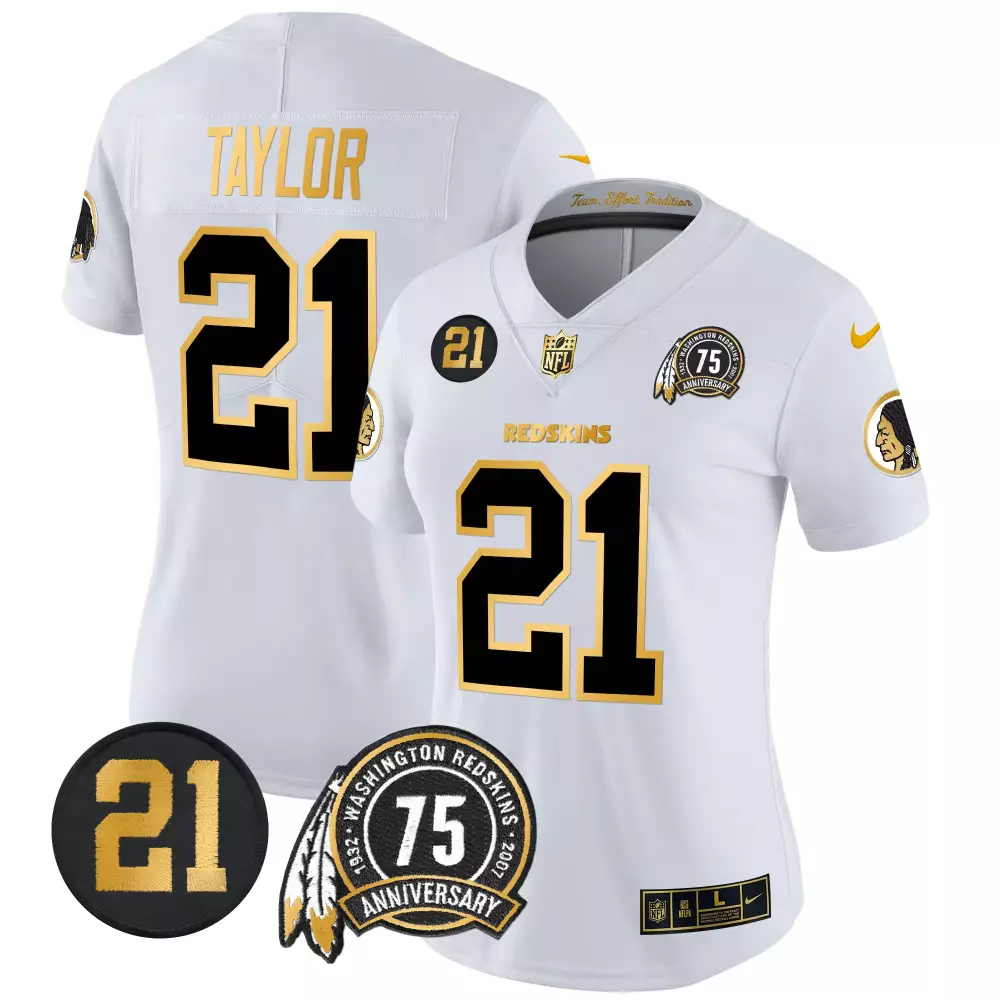 sean taylor white gold mens washington redskins 75th sean taylor patch gold game jersey all stitched