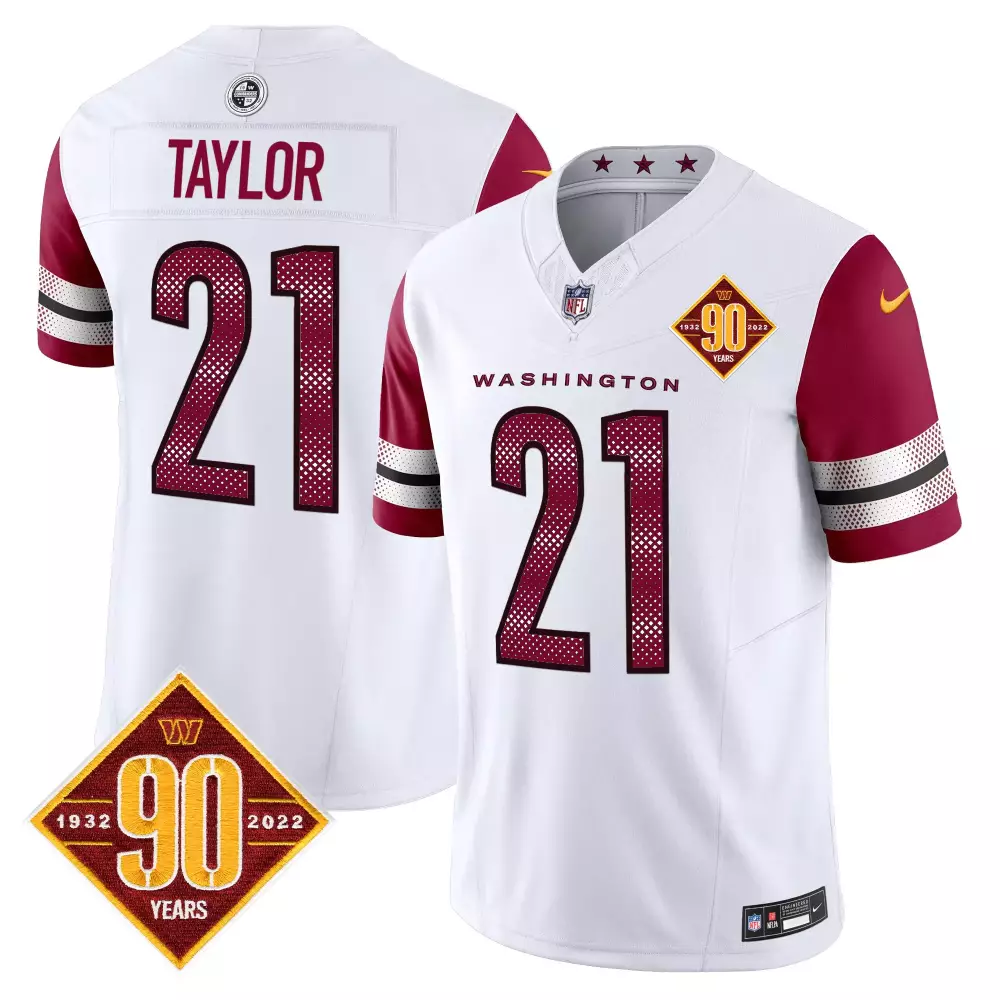 sean taylor white mens washington commanders 90th anniversary vapor limited jersey v4 all stitched