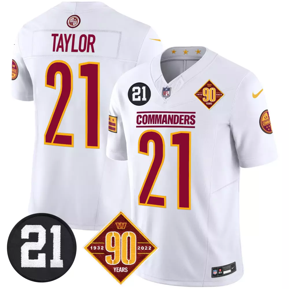 sean taylor white mens washington commanders 90th anniversary vapor limited jersey v4 all stitched