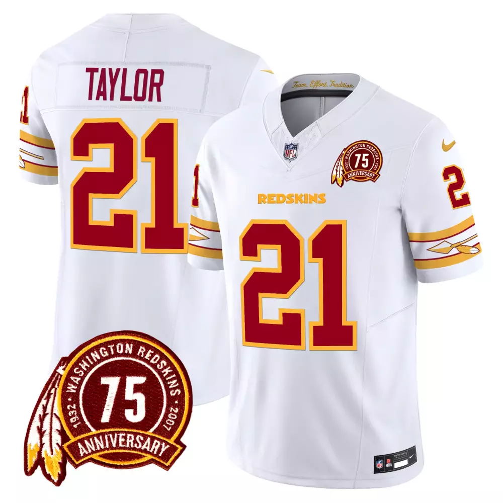 sean taylor white mens washington redskins 75th patch vapor limited jersey all stitched