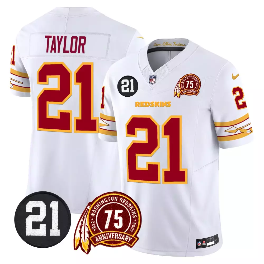 sean taylor white mens washington redskins 75th patch vapor limited jersey all stitched