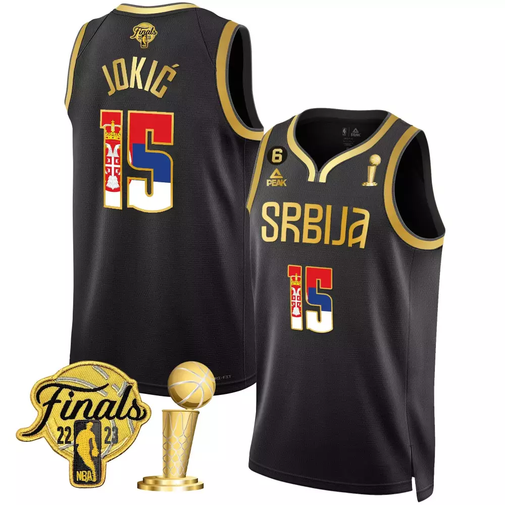 serbia black men nikola jokic denver nuggets serbia finals champions gold jersey all stitched