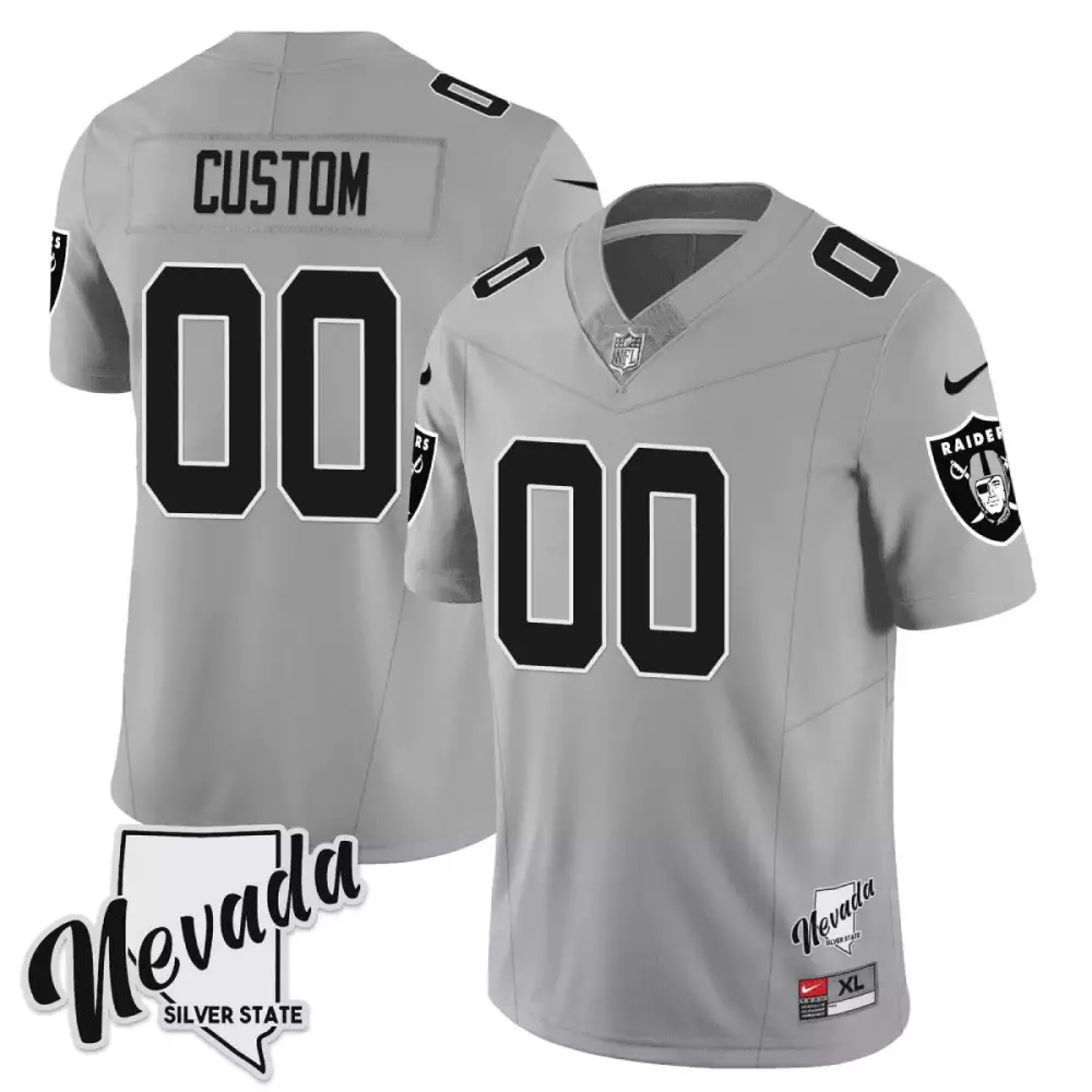 Silver State Patch White Las Vegas Raiders Vapor Custom Jersey | All Stitched | For Men, Women & Youth