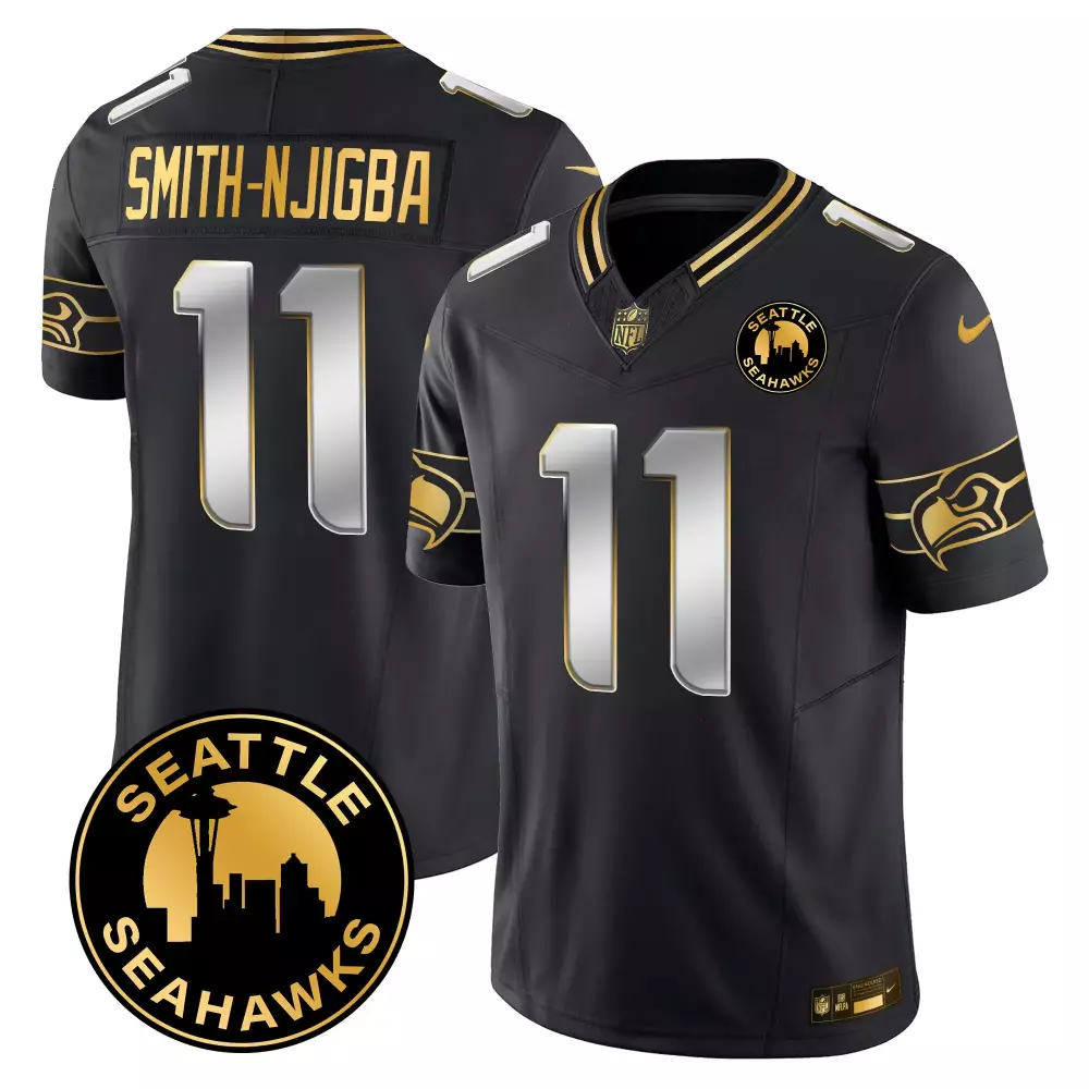 Smith Njigba Black Gold Women's Throwback Jersey | All Stitched | Fan Gear for Game Day | For Men, Women & Youth