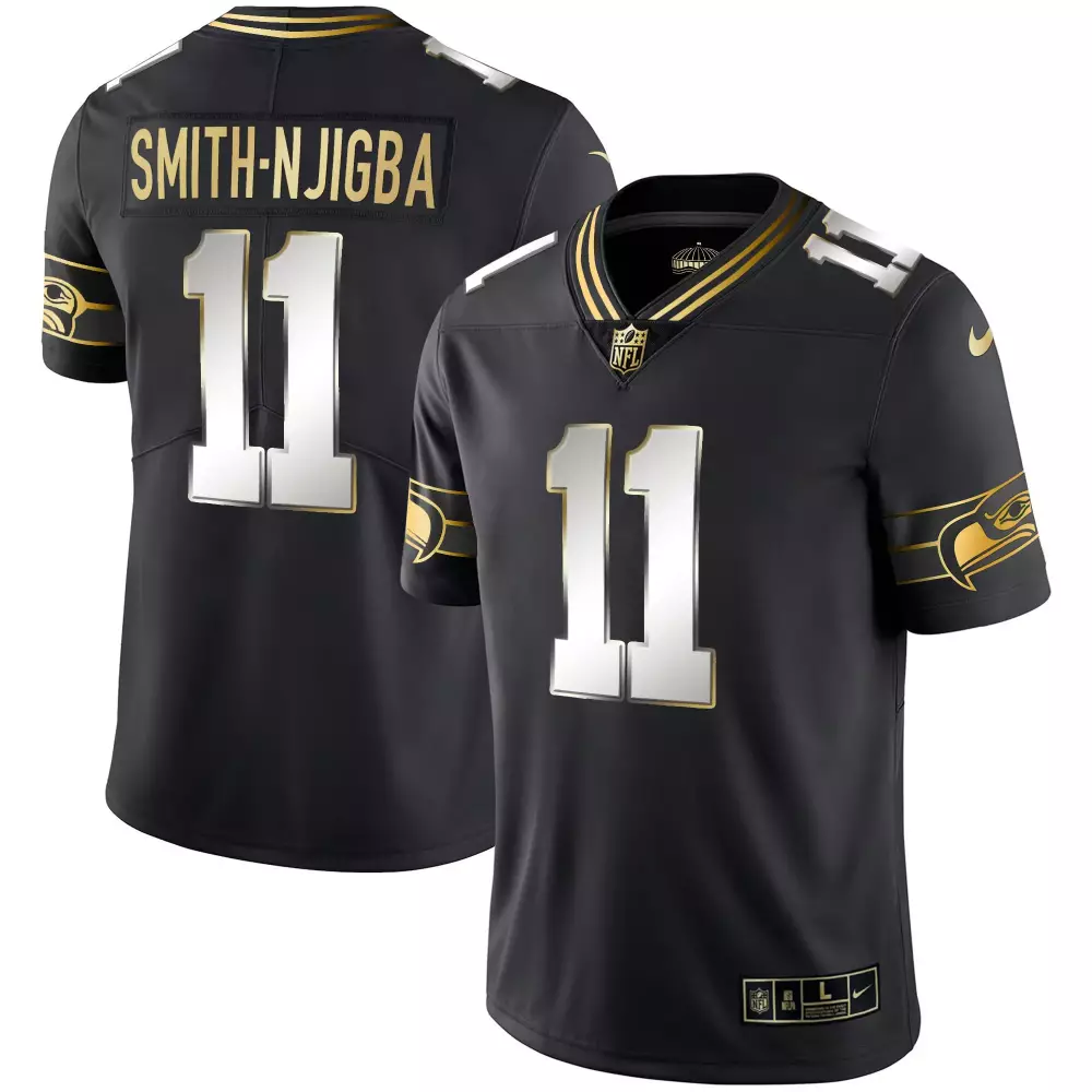 Smith Njigba Black Gold Women's Throwback Jersey | All Stitched | Fan Gear for Game Day | For Men, Women & Youth