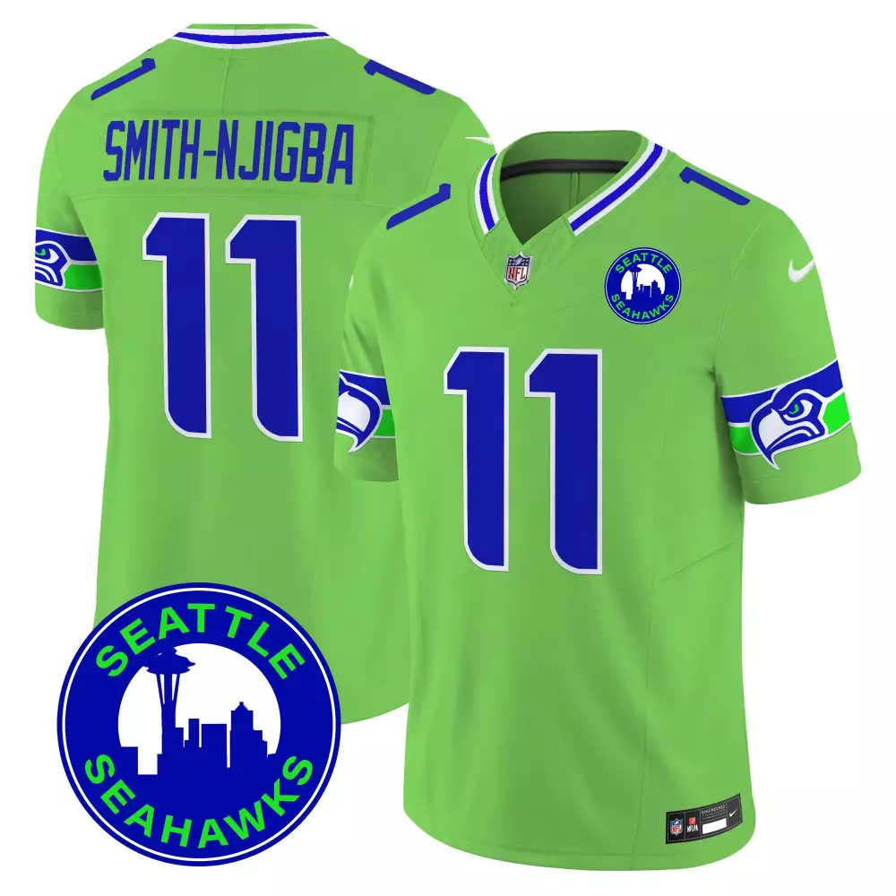 Smith Njigba Green Men's Throwback Gold Vapor Jersey V2 | Seattle Seahawks Limited Edition | For Men, Women & Youth
