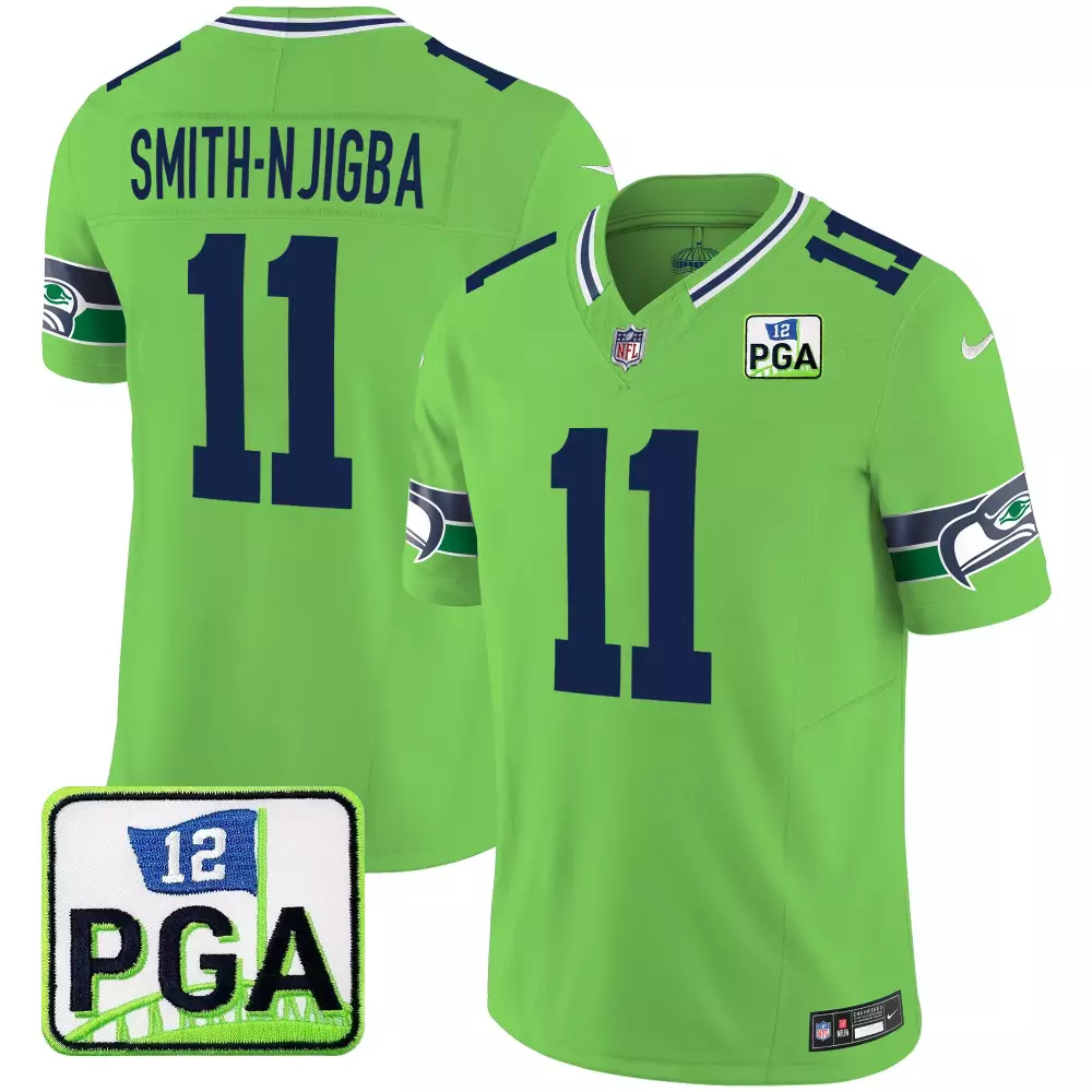 Smith Njigba Green Men's Throwback Gold Vapor Jersey V2 | Seattle Seahawks Limited Edition | For Men, Women & Youth