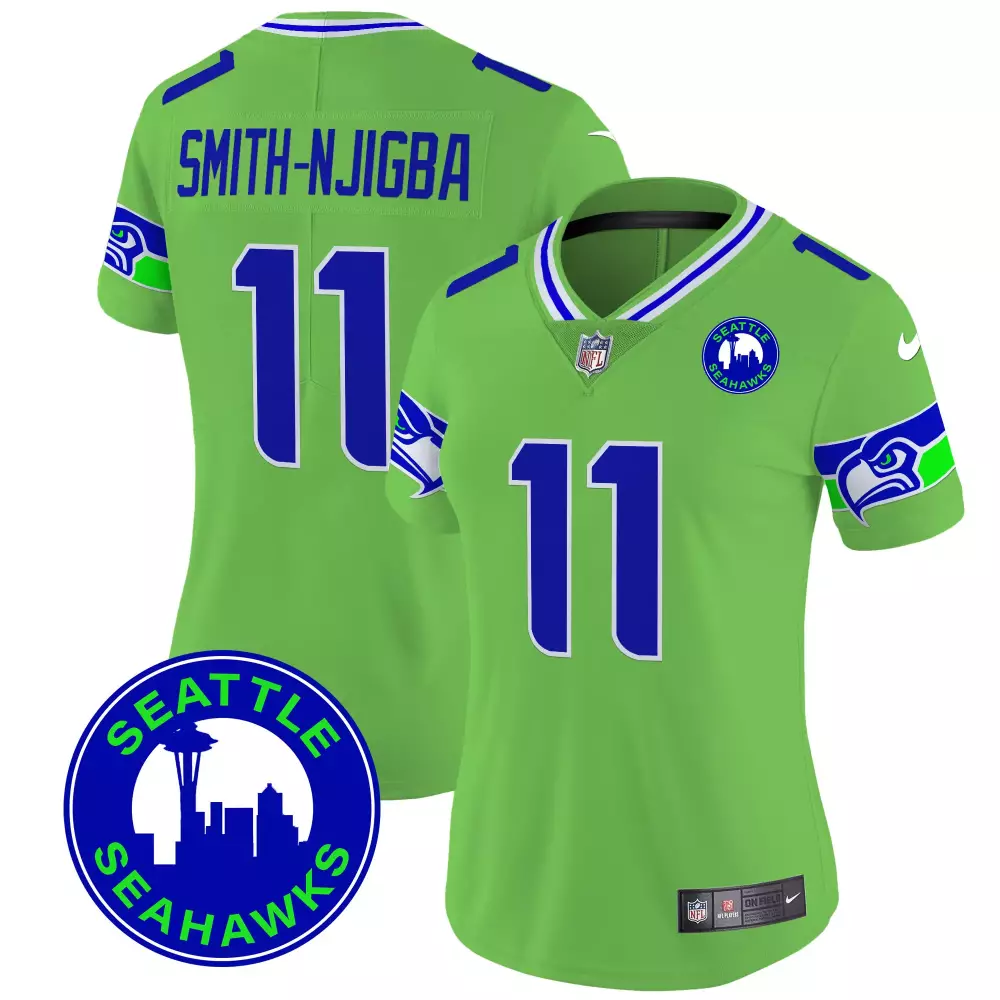 Smith Njigba Green Women's Vapor Jersey | Seattle Seahawks 2024 City Patch Limited Edition | For Men, Women & Youth