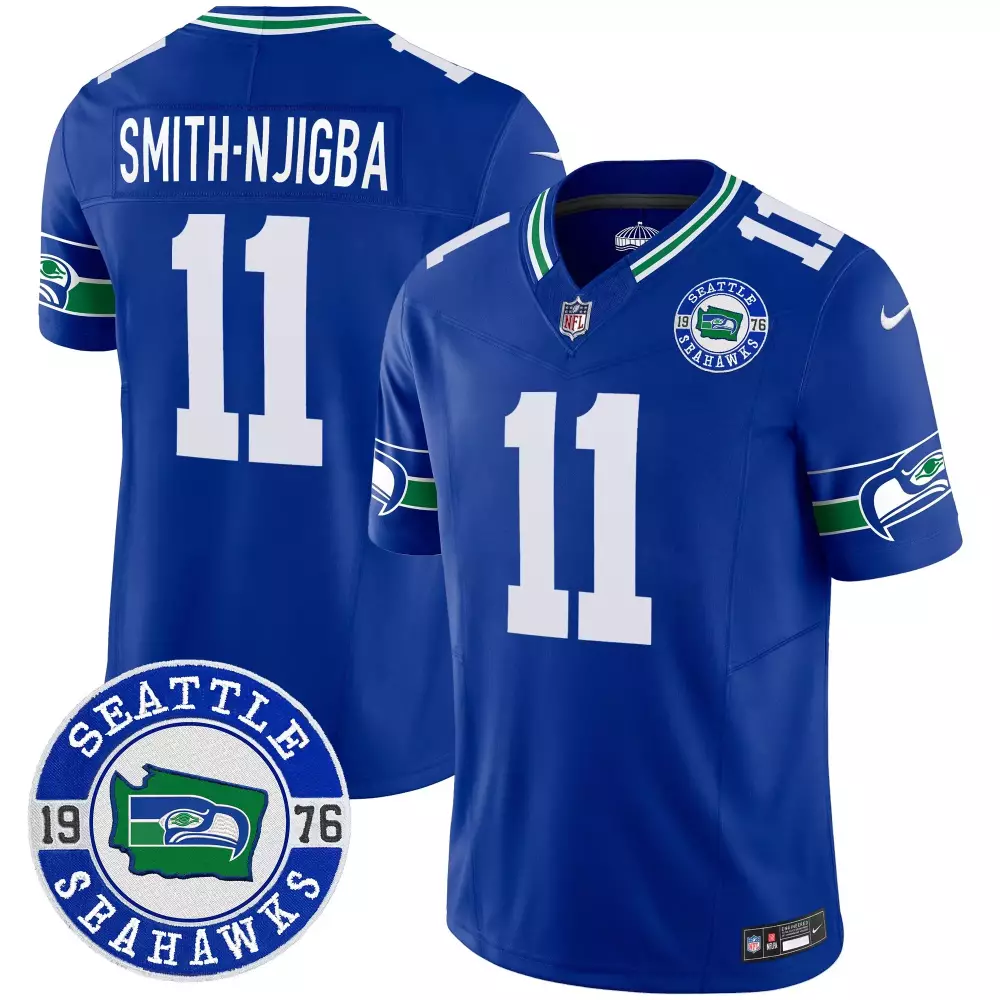 Smith-Njigba Seattle Seahawks Royal Men's Throwback Gold Jersey | Stitched Fan Gear for Men, Women & Youth