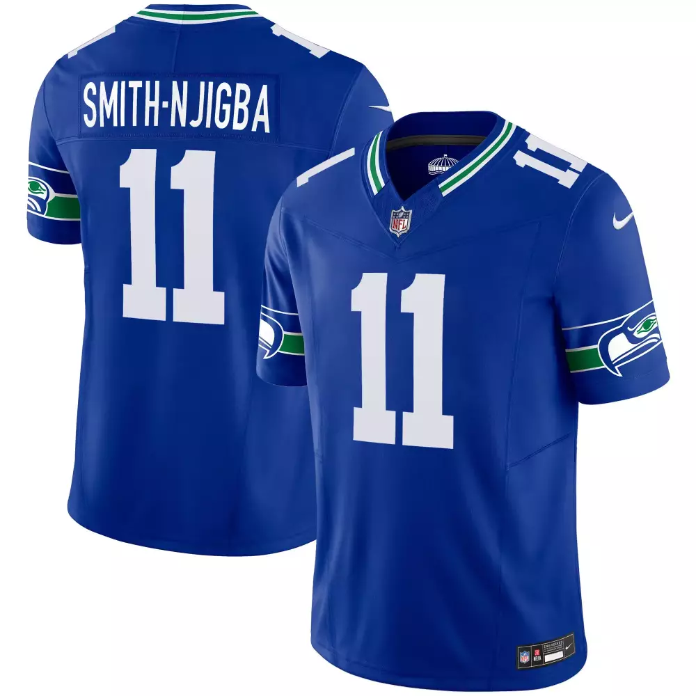 Smith-Njigba Seattle Seahawks Split Men's Throwback EST 1976 Patch Game Jersey | Stitched Fan Gear for Men, Women & Youth