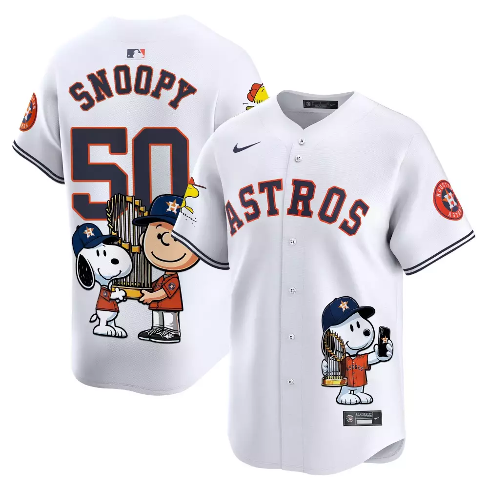 snoopy gold unisex houston astros peanut snoopy vapor premier limited jersey printed