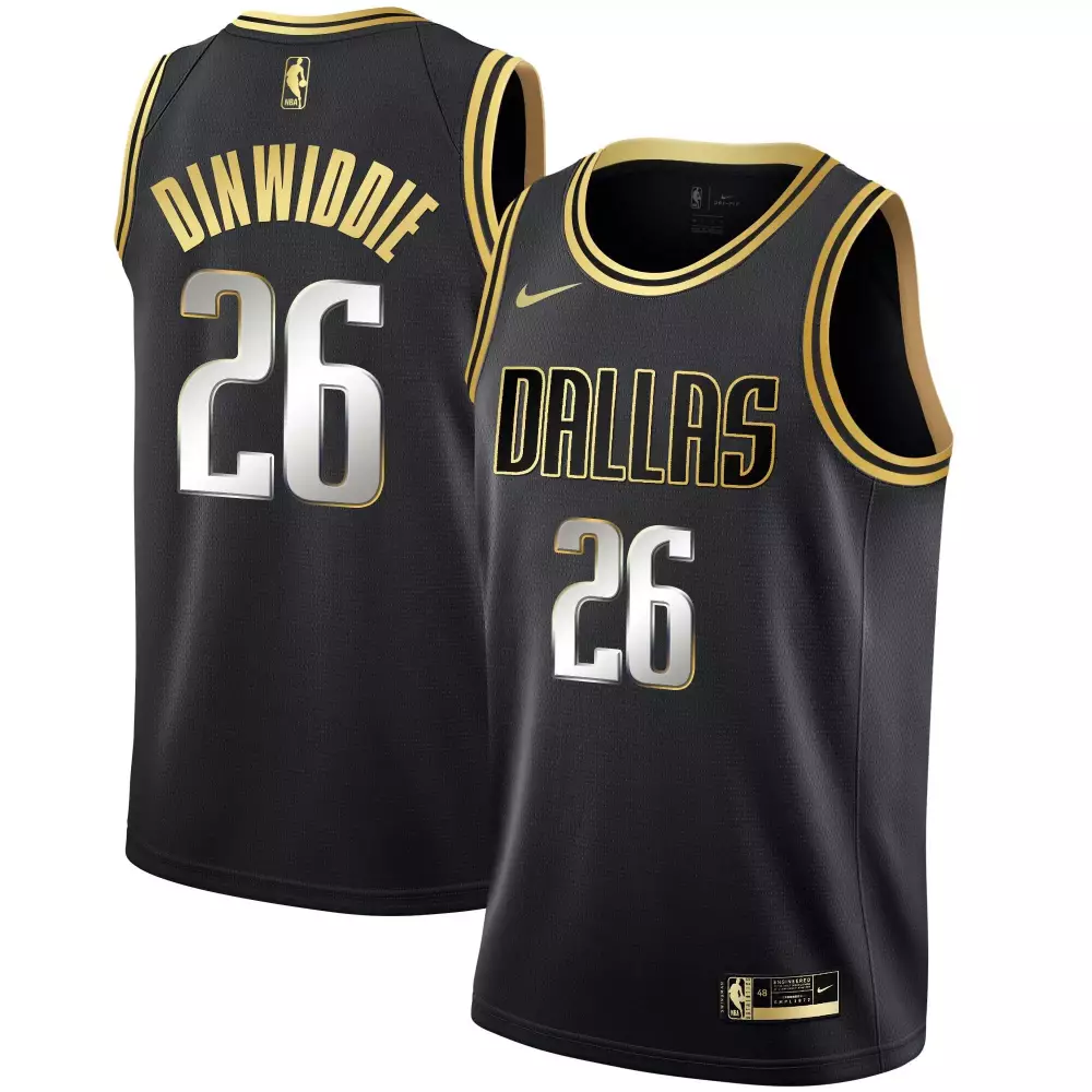 spencer dinwiddie black limited mens dallas mavericks black limited black gold jersey all stitched