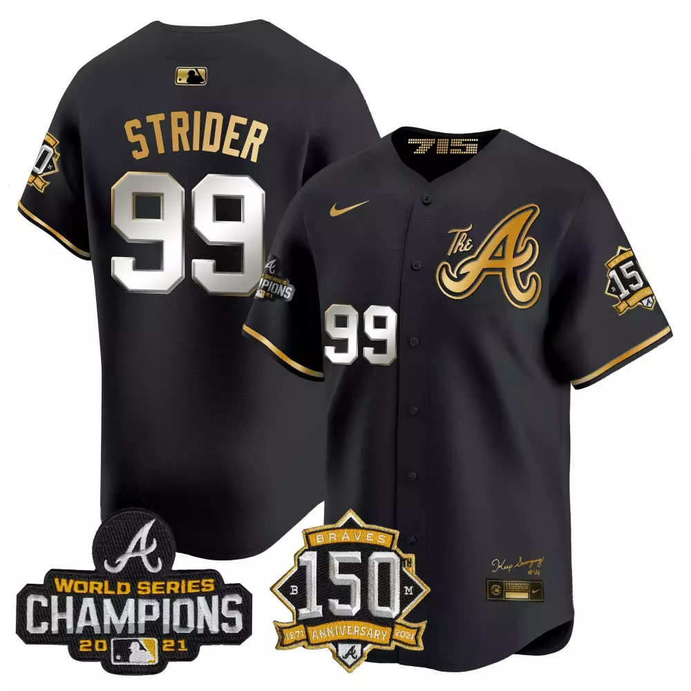 Spencer Strider Black Gold Men’s Atlanta Braves 2024 Spring Training Patch Vapor Premier Limited Jersey | All Stitched | For Men, Women & You