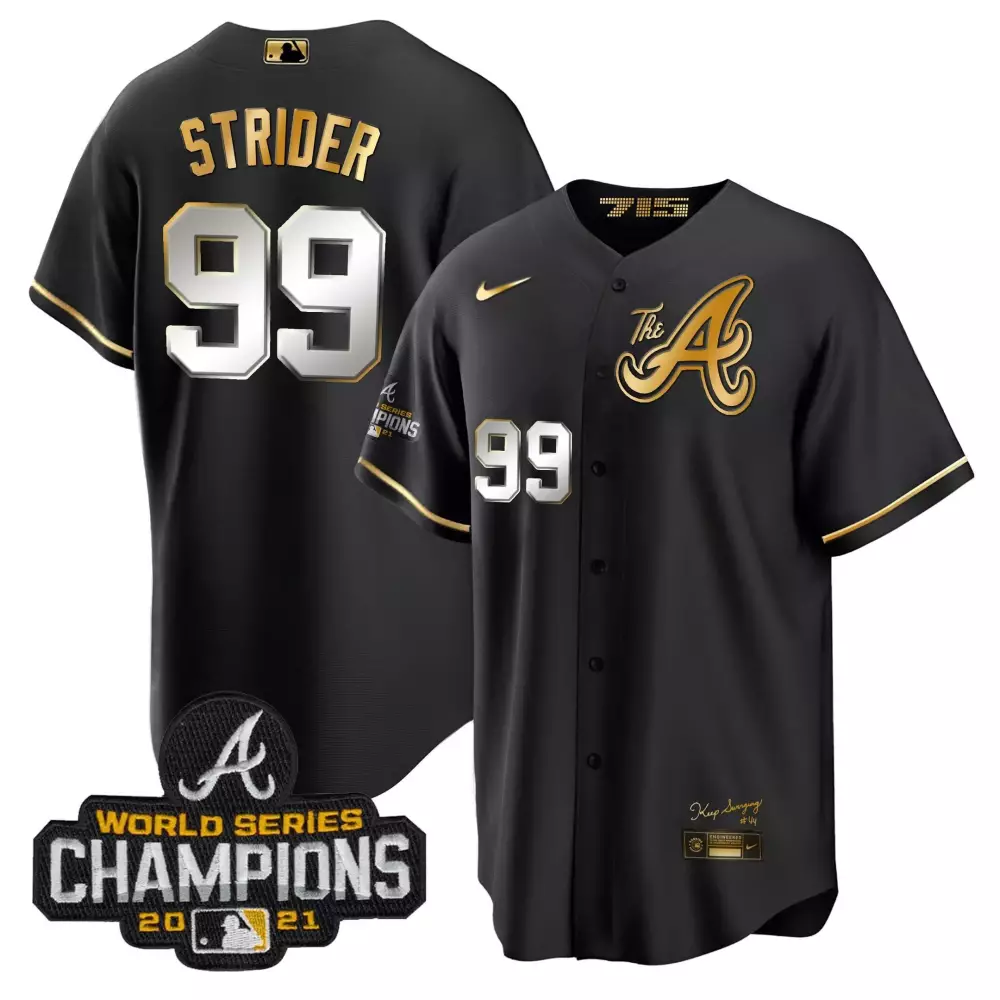 Spencer Strider Black Gold Men’s Atlanta Braves 2024 Spring Training Patch Vapor Premier Limited Jersey | All Stitched | For Men, Women & You